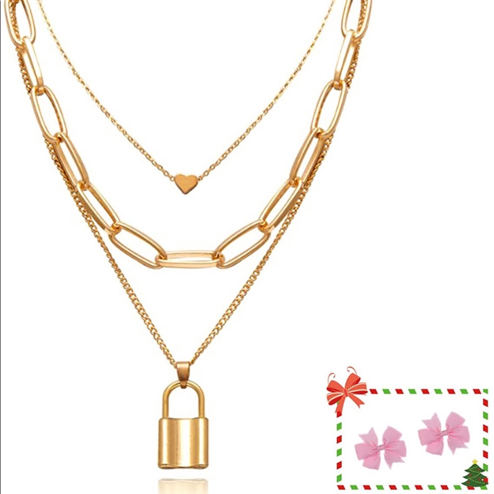 Layered lock necklace